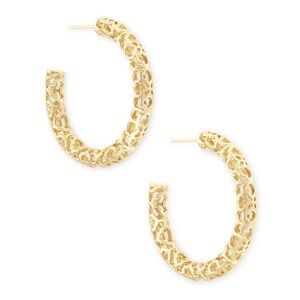 Kendra Scott Maggie Small Hoop Earrings in Yellow Gold Filigree